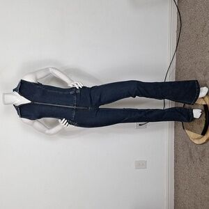 TRF Dark Wash Coastal Cowgirl Front Zip V-Neck Sleeveless Denim Jumpsuit Size 8